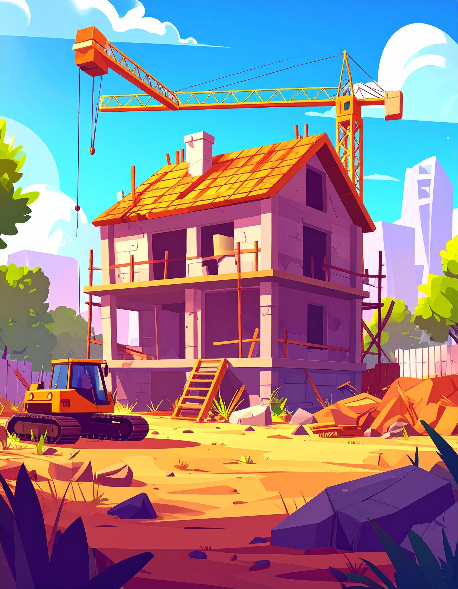 firefly create cartoon animated image for construction. i want to keep the image in my archit 668437